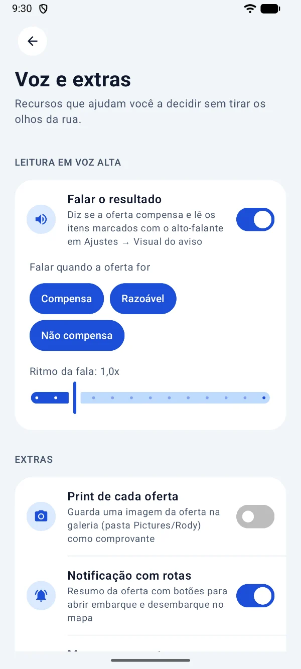 Tela Voz e extras